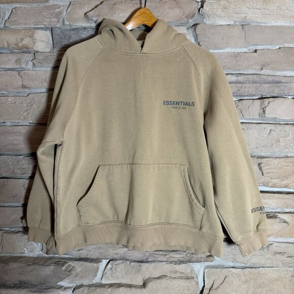 Fear of God Essentials Hoodie Men’s Large Tan Brown Pullover Sweatshirt - Picture 1 of 8